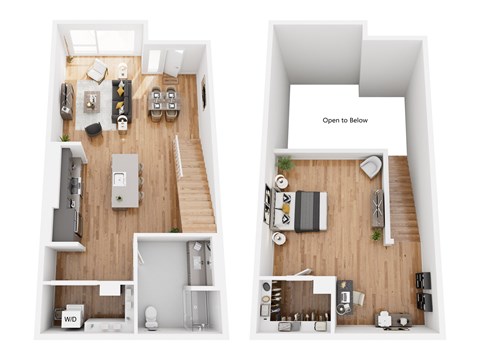 Floor plan for 1 bed, 1 bath, 998 sqft